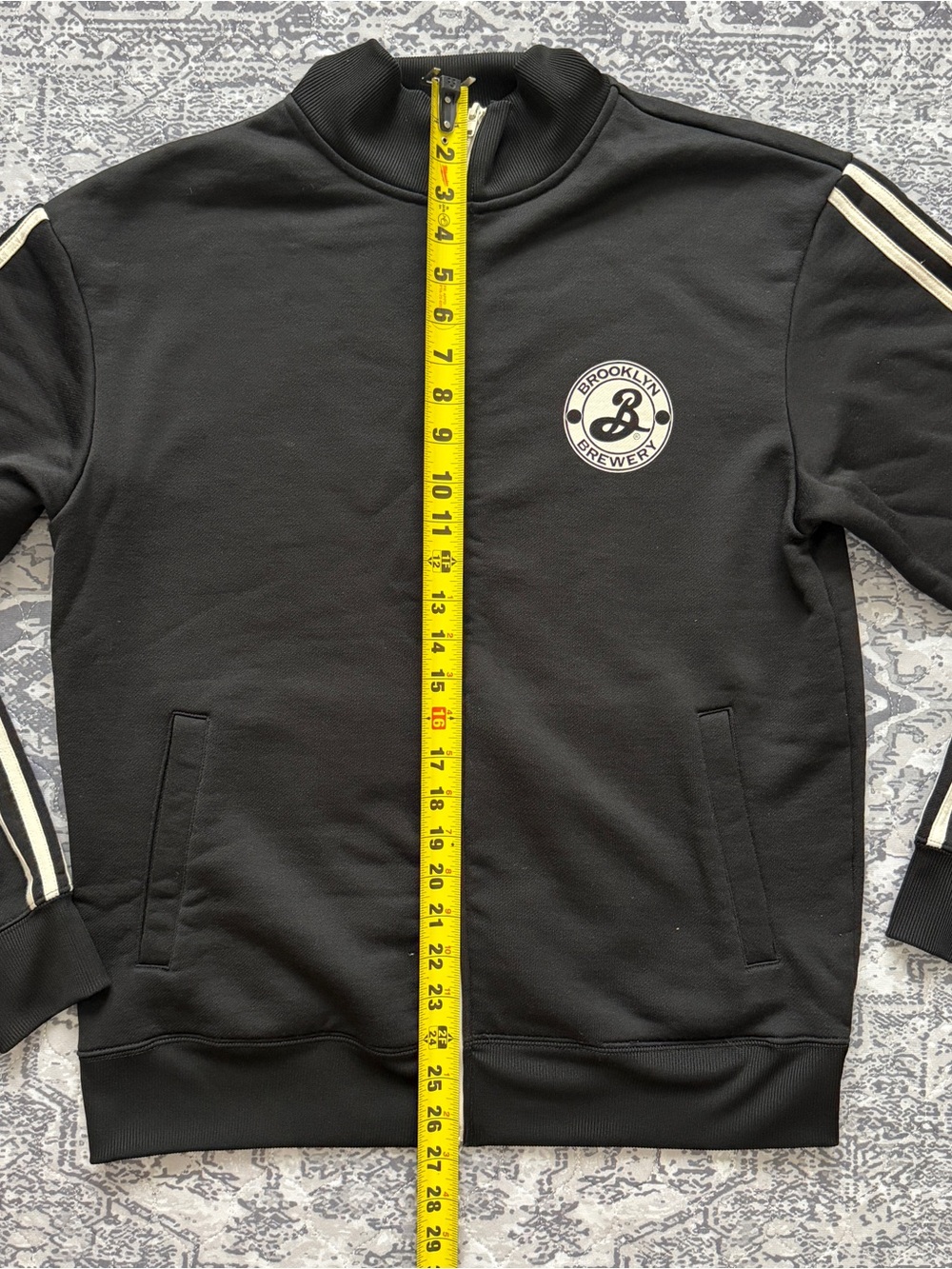 Brooklyn Brewery Vintage Black Track Jacket with White Stripes